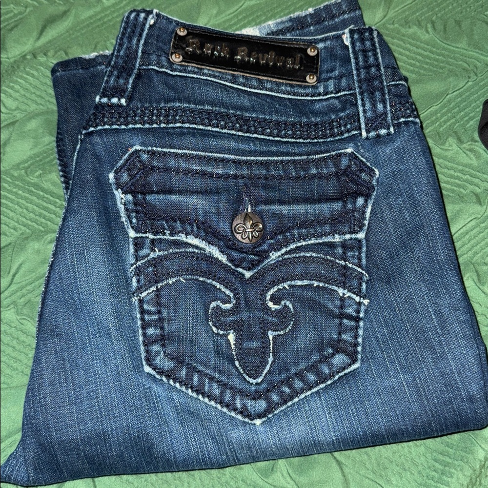 Stylish Blue Denim Jeans with Embroidered Pockets ROCK REVIVAL